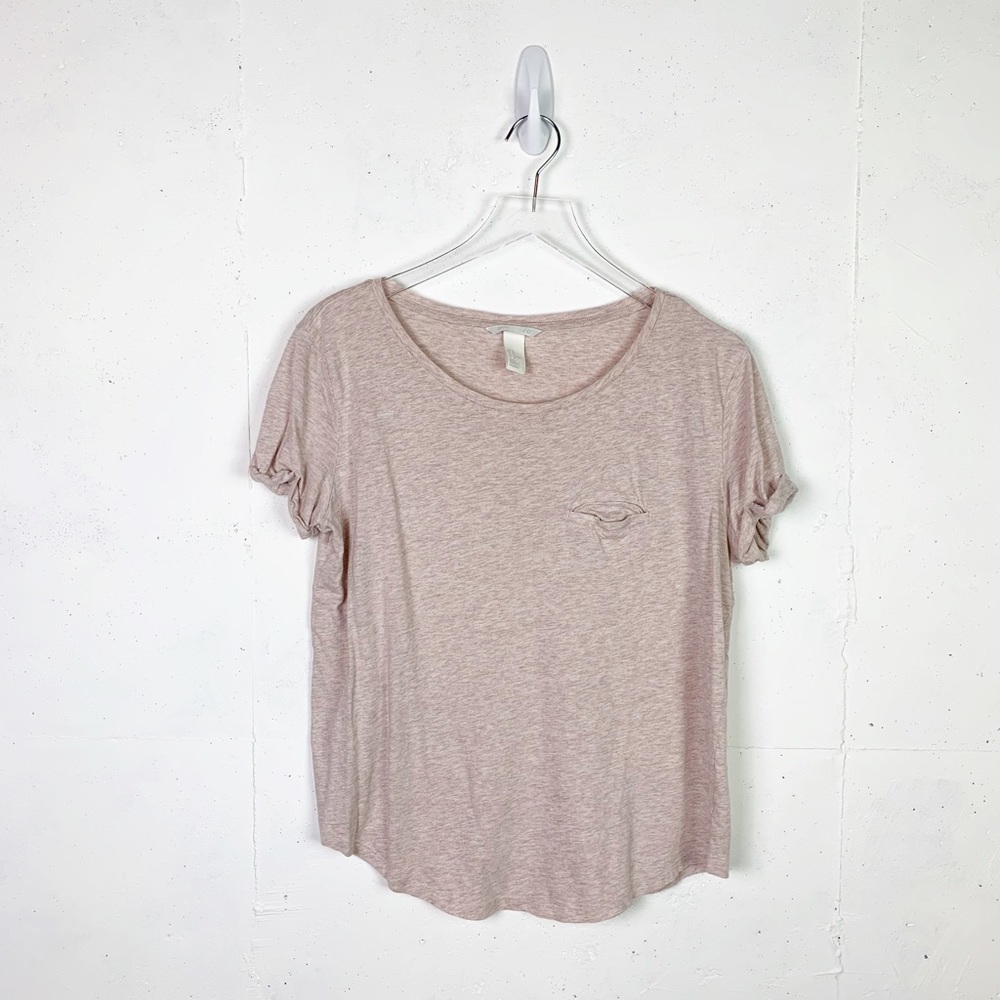 H&M Dusty Rose Rolled Sleeve T